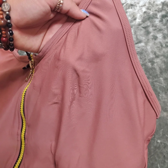 Swimsuits For All Half Front Zip One-Piece Swimsuit - Picture 4 of 9